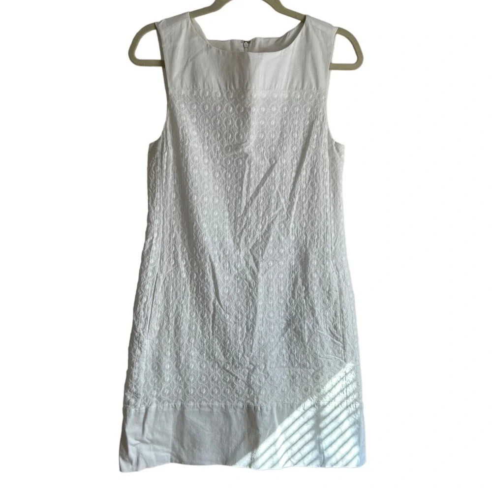 JOE FRESH WHITE EYELET COTTON SHIFT DRESS